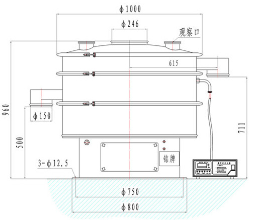 小型不锈钢振动筛结构图