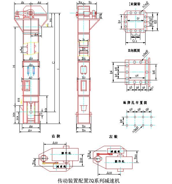 常见的TD、TH、NE斗提机标准地脚孔参数