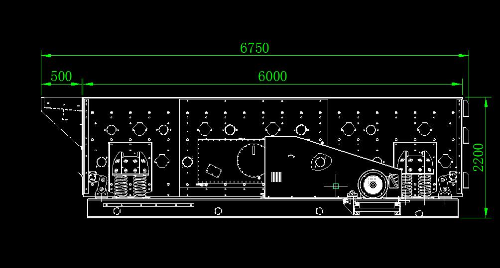 三轴椭圆水平振动筛CAD/CAXA示意图